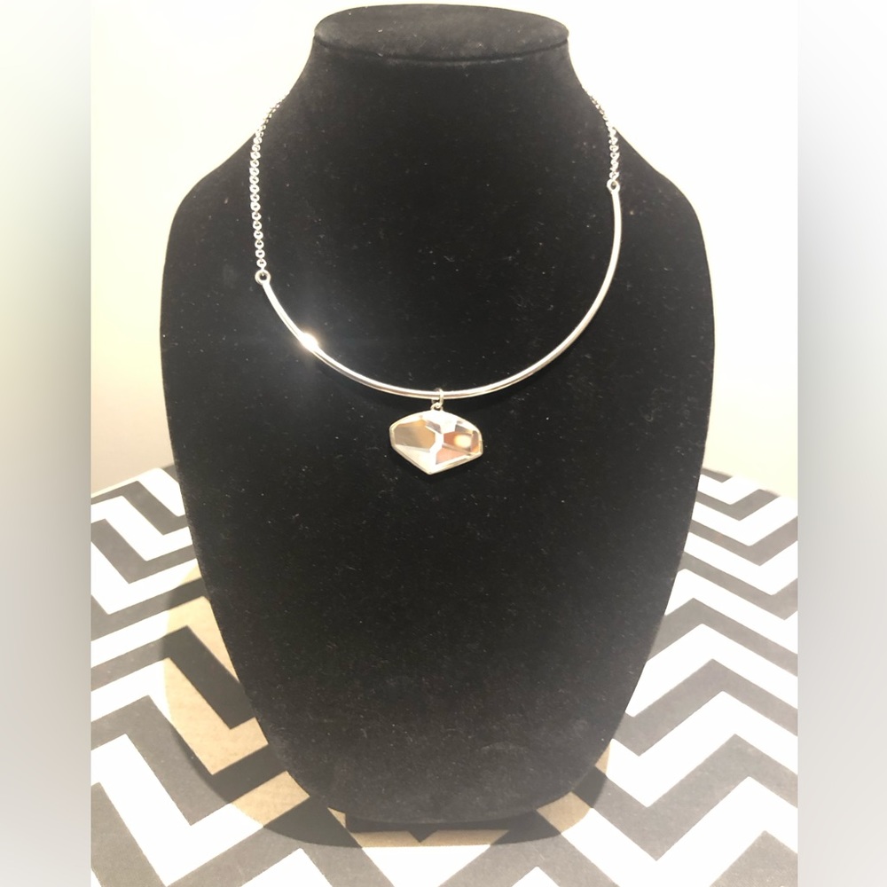 Funky silver coloured crystal necklace